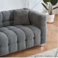 thumbnail image 4 of Grey Teddy Fleece 80 Inch Sofa with 2 Pillows & Hardware Foot, 4 of 11