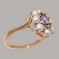 thumbnail image 3 of LBG British Made 14k Rose Gold Natural Amethyst & Cultured Pearl Womens Statement Ring - 33 size options - Size 5.75, 3 of 6