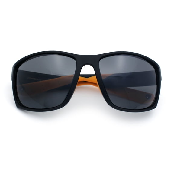 Choppers Wrap Sunglasses for Men UV400 Polycarbonate Lens Lightweight Sport Fit Durable Frame Driving Outdoor Eyewear Black Orange Frame - Black Lens