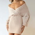 thumbnail image 5 of qolati Sweater Dresses for Women 2024 Fall Long Sleeve Wrap V Neck Knitted Mini Dress Casual Bodycon Business Work Tunic Dress, 5 of 7