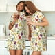 thumbnail image 4 of Fotbe Vegetable Bata de Dormir para Mujer con Estampado, Camisón de Algodón de Manga Corta, Ropa de Dormir Casual, 4 of 6