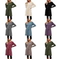 thumbnail image 3 of DuoJiaJ Womens Knit Dress, Crew Neck with Pockets Long Sleeve Dresses Gray S-2XL, 3 of 7
