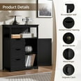 thumbnail image 5 of SEEKOL Wood Bathroom Floor Cabinet with 3 Drawers &1 Cupboard, Free Standing Storage Organizer Hallway Entryway Cabinet for Living Room Kitchen, Espresso,14"D x 26"W x 35.5"H Black, 5 of 10