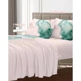thumbnail image 5 of 4 Piece King Sheet Set Marble Green Sheets Set for King Size Bed, Breathable Soft Microfiber Bed Sheets Cooling Pink Gold Modern Foil Glitter Wavy Art Fitted Sheet Deep Pocket, Pillowcases, 5 of 7