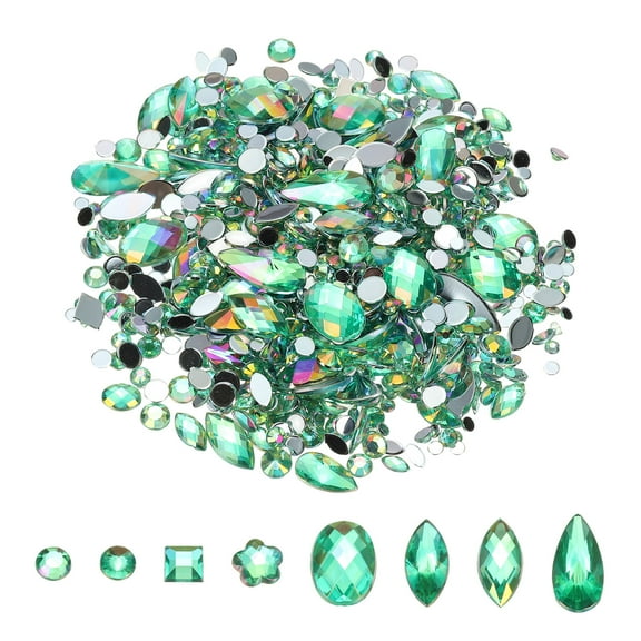 1000Pcs AB Colorful Crystal Rhinestones, Gems Rhinestones Flatback Acrylic Gemstone Jewel for DIY (Mint Green AB)