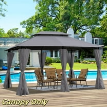 Tcbosik 13x10ft Gazebo with Ventilated Double Roof, Canopy Tent with Sidewalls, Sunshade with Metal Frame for Patio, Garden, Grey