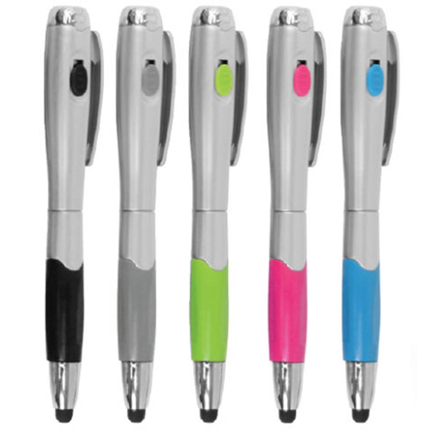 Ballpoint Pen w/ Flashlight For Phone Tablet NEW 3-in-1 Touch Screen Stylus 