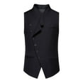 thumbnail image 2 of Vest Top Qiggri Men Solid Fashion Retro Have Pockets Button V-Neck Tanks Blouse Mens Suit Vest, 2 of 9