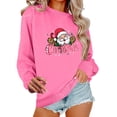 thumbnail image 2 of Sweatshirts for Women Christmas Santa Print Long Sleeve Pullovers Funny Graphic Shirts Loose Fit Casual Fashion Tops Pink S, 2 of 6
