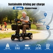 ROBTWOK 4-Wheel Folding Mobility Scooter for Seniors & Adults, 15 Miles Long-Range, Heavy-Duty 330 lbs Loading Capacity, Compact Travel Design with Removable Battery