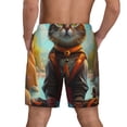 thumbnail image 2 of Lsque Mens Swim Trunks Riverside Meditating Cat Pattern - Bathing Suit Compression Liner - Beach Swim Shorts Swimwear - (S-3XL) - Stretch Quick Dry -, 2 of 9