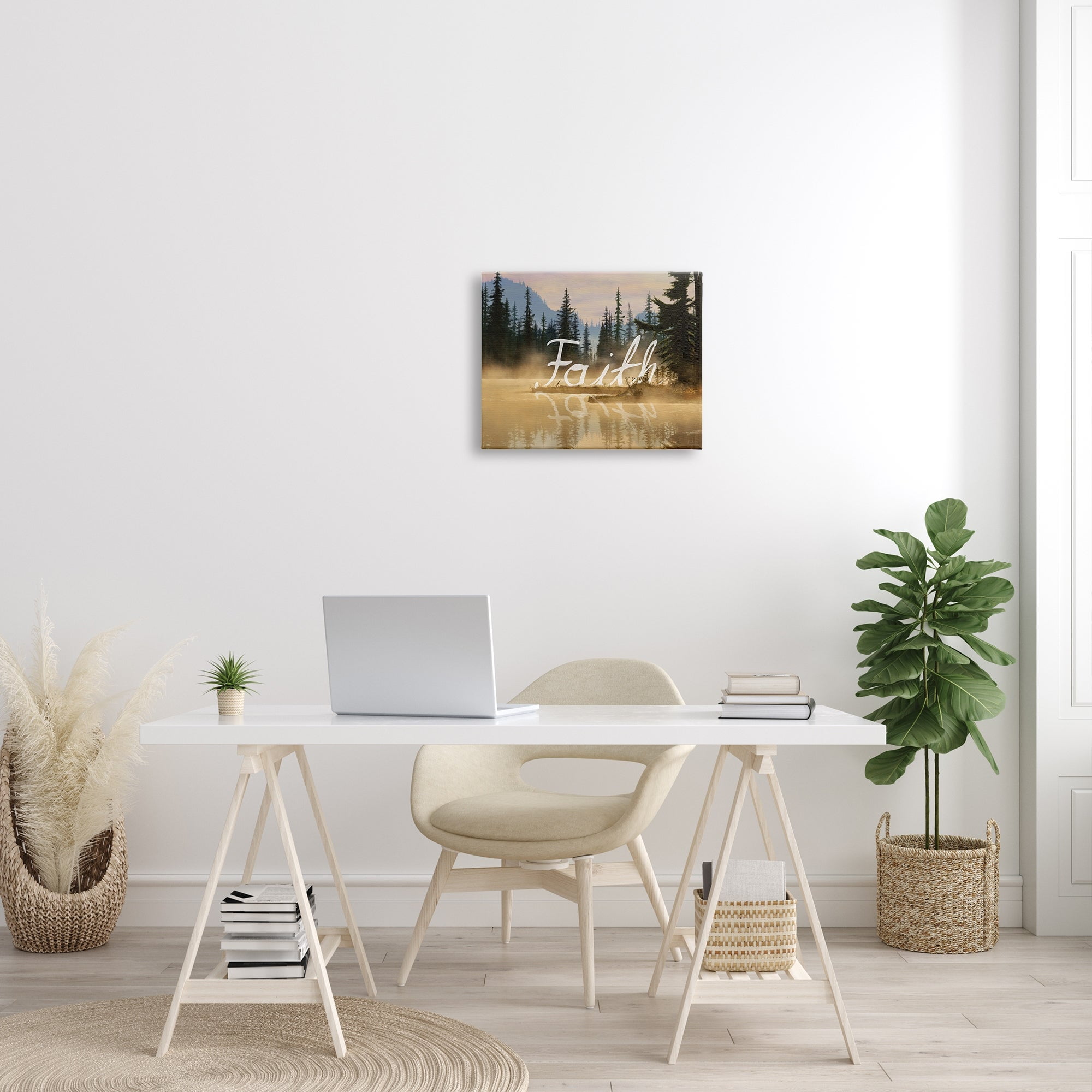 Stupell Industries Faith Calligraphy Floating Lake Water Woodland Scenery Graphic Art Gallery Wrapped Canvas Print Wall Art, Design by Nobleworks