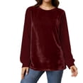thumbnail image 1 of Haut en Velours pour Femmes Col Rond Blouse à Manches Longues en Mousseline Patchwork, 1 of 8