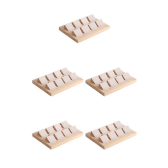 Maytalsory Rustic Wood Earring Card Holder with Tray for Jewelry Display Showcasing Collection 8 Pair Cream 5Set