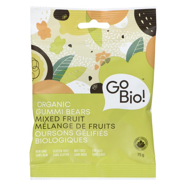 GoBio! Organic Gummi Bears, Organic Mixed Fruit Gummi Bears 75G