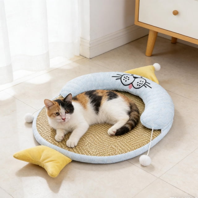 Cama para gatos, tapete refrescante, cama para perros, reutilizable, portátil, lavable para gatos o perros pequeños, cómoda, extraíble, para cachorros Azul L