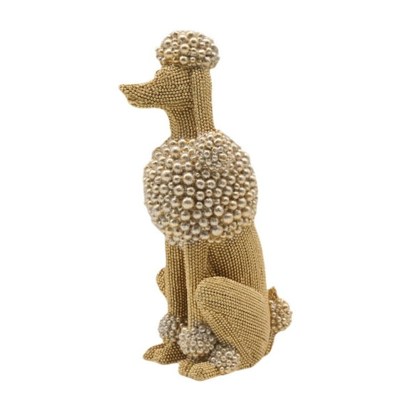 deevoka Poodle Dog Statue 25.1cm Tall Poodle Sculpture for Desktop Wedding Bookshelf
