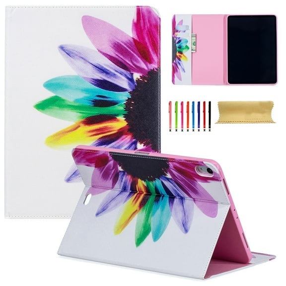 iPad Pro 11" 2018 Case, Allytech PU Leather Stand Flip Folio Wallet Cases and Covers with Cash Card Slots for Apple iPad Pro 11-inch 2018 Release Tablet, Sun Flower