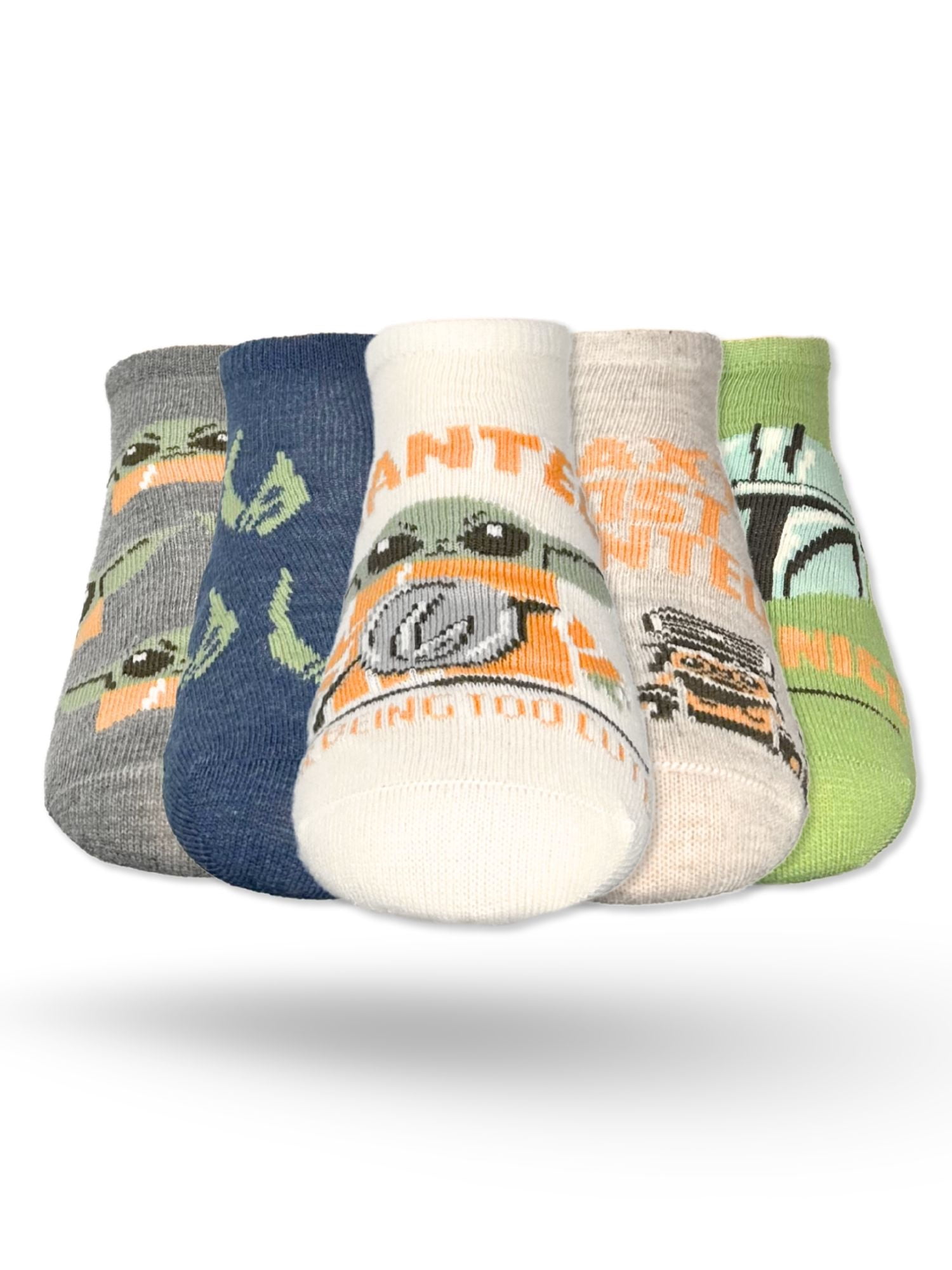 Star Wars the Mandalorian & Grogu Boys No-Show Socks, 5-Pack, Sizes S/M-M/L