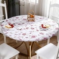 thumbnail image 5 of Round Vinyl Fitted Tablecloth with Flannel Backing Elastic Edge Design Table Cover Waterproof Oil-Proof Plastic Table Cloth Stain-Resistant Wipeable for 36"-44" Round, 5 of 5