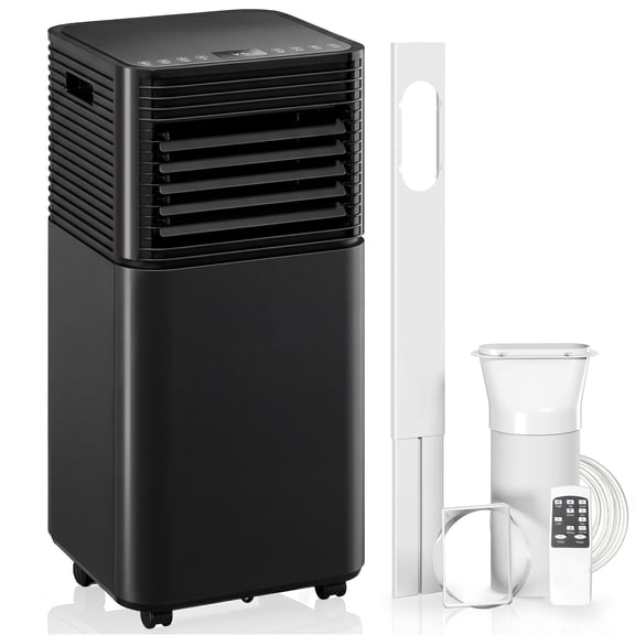 8000 BTU Portable Air Conditioner, Dehumidifier & Fan - 3-in-1 AC Unit with Remote, Timer, Sleep Mode, for Rooms up to 344 sq ft - Black