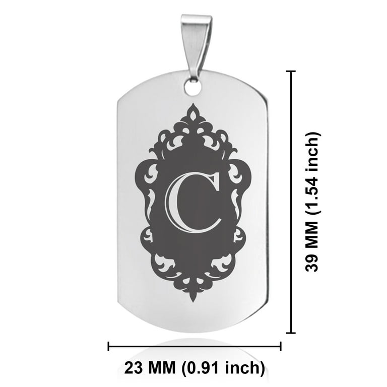 Engrave Mens Black Titanium Dog Tag Pendant Necklace Stainless Steel 