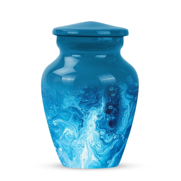 Yatskia Blue Swirl Small Keepsake Urns for Human Ashes Mom and Dad, Decorative Mini Cremation Urn for Adult Ashes, (Classic Pack of 1, 3 Inch)