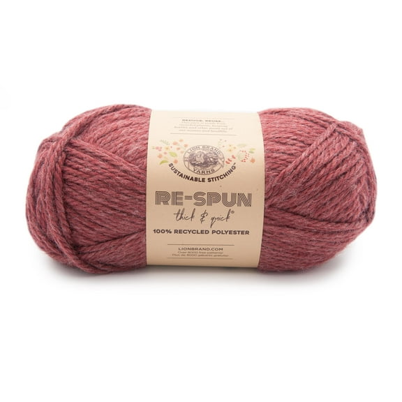 Lion Brand Yarn Re spun T&Q Dk Cherry 843-114S Recycled Super Bulky 223yd 12oz Yarn
