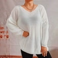 thumbnail image 4 of CKpwisy Women's Oversized Pullover Sweater 2025 Fall Comfy Loose V Neck Long Sleeve Sweater Loose Fit Casual Solid Color Ribbed Jumper Tops for Women 2025 Fashion Clothes Outfits, 4 of 4