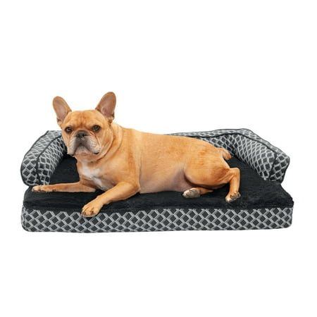 UPC: 0842229107050 | FurHaven Pet Products Plush & Decor Comfy Couch Memory Top Sofa-Style Pet Bed for Dogs & Cats – Diamond Gray Medium