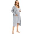 thumbnail image 5 of EFINNY Women's Maternity Pajama Set Breastfeeding Button Down Nursing Nightgown and Robe 2 Piece Set Full Slips Sleepwear Dress Bathrobe, 5 of 9
