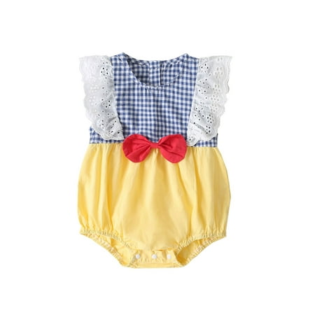 

Ma&Baby Newborn Baby Girls Romper Lace Patchwork Sleeveless Waist Bow Jumpsuit