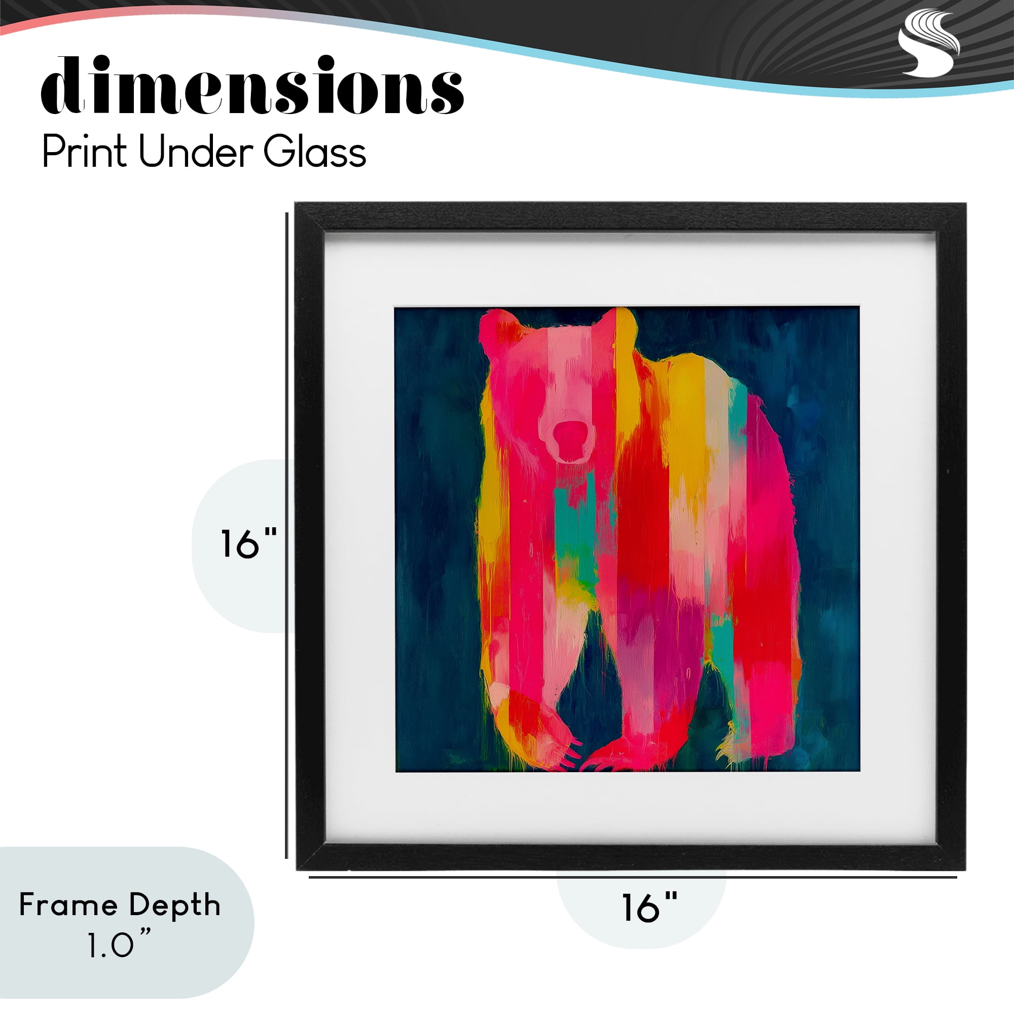 Stupell Industries Pink & Yellow Bear Standing Tall Black Framed Print Under Glass, design by Chromatic Storm Studio