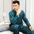 thumbnail image 2 of LONXU Men's Pajamas Long Sleeve Silk Satin Luxury Drawstring Nightwear Sets S - XXXXL, 2 of 6