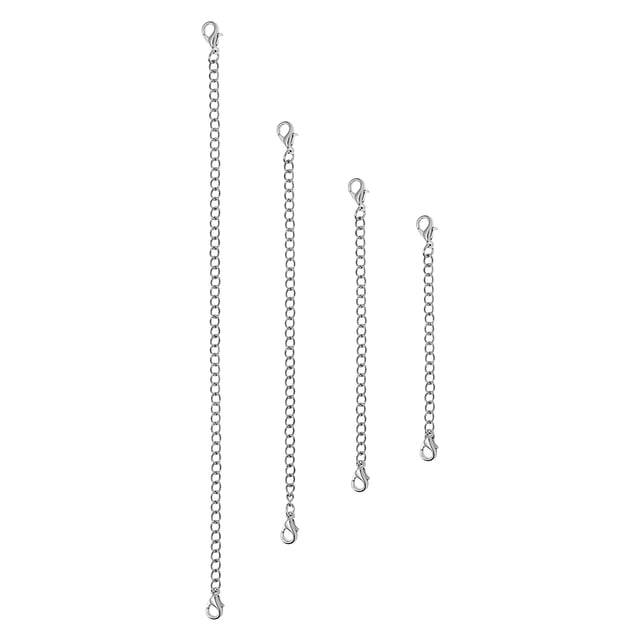 Necklace Extension Chain 4Pcs Stainless Steel Shiny Lobster Buckle for Handmade Enthusiasts Crafting