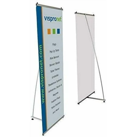Vispronet L Banner Stand – 2.6ft x 6.8ft Banner Stand, 2.6lb Vertical Stand with Aluminum Base & Clamping Rails for Tradeshows