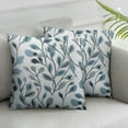 thumbnail image 2 of COMIO  Classical Jacquard Teal Leaf Pattern Square Decorative Throw Pillow Case Cushion Cover 2pc, 2 of 6