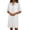 White, variant on Rggeeun Womens Dresses Solid Color Denim Lightweight Fabric Ruffled Short Sleeve Collar Woven Knee-Length Slim Fit With Front Buttons & Pleated Hem For Summer Beach Trendy Dress,Black,L