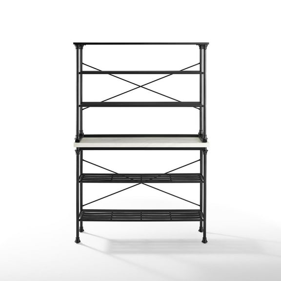 Baker's Rack with Hutch - Retro French Industrial Kitchen Storage Rack - Modern Farmhouse Decor