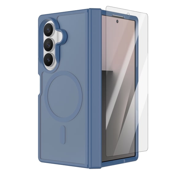 Dteck for Samsung Galaxy Z Fold 8 Ultra Case with Hinge Protection Screen Protector, Compatible with MagSafe, Translucent Matte Protective Phone Cover,Blue