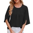 thumbnail image 4 of Tittly T Shirts for Women Basic Tees Women Casual Printing Short Sleeves V Neck Loose T Shirt Blouse Tops Tshirts Shirts Womens Tops Black L, 4 of 8