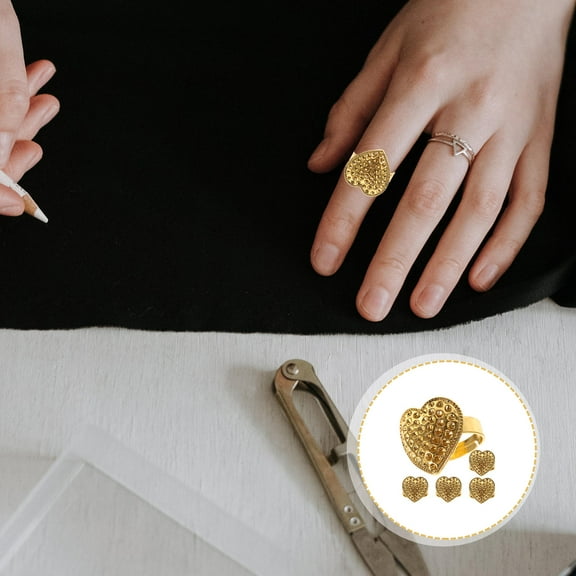 WHAMVOX  5 Pcs Thimble Ring Embroidery Fabric Thimbles for Hand Sewing