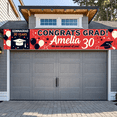 thumbnail image 6 of LUUFILx Personalized Red and Black Congrats Grad Banner with Balloons Graduation Cap and Confetti Party Decoration, 6 of 8