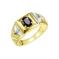 thumbnail image 3 of RYLOS Men's Rings Yellow Gold Plated Silver Rings Designer Weave Band 7X5MM Oval Gemstone &  Diamond Ring Onyx October Birthstone Rings For Men Size 8, 3 of 7