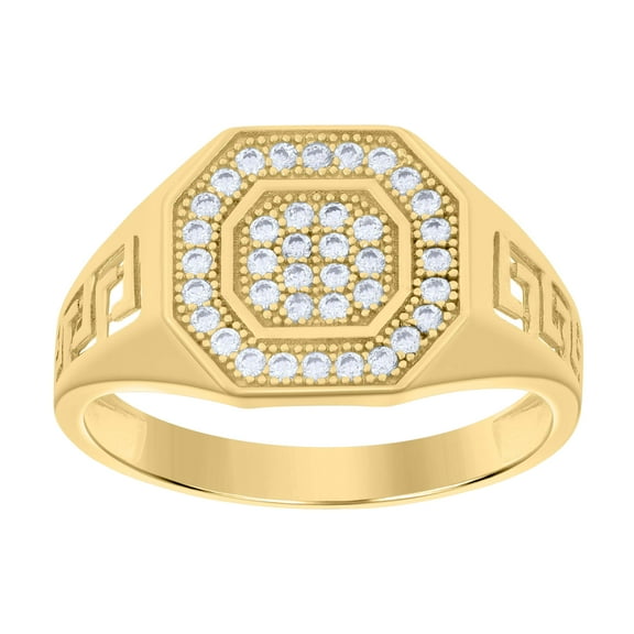 10kt Real Yellow Gold Mens Cubic-Zirconia Octagon Head Fashion Ring
