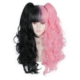thumbnail image 1 of Peluca de cabello humano Unique Bargains 24'+24' Negro Rosa Rizado con gorra, 1 of 6