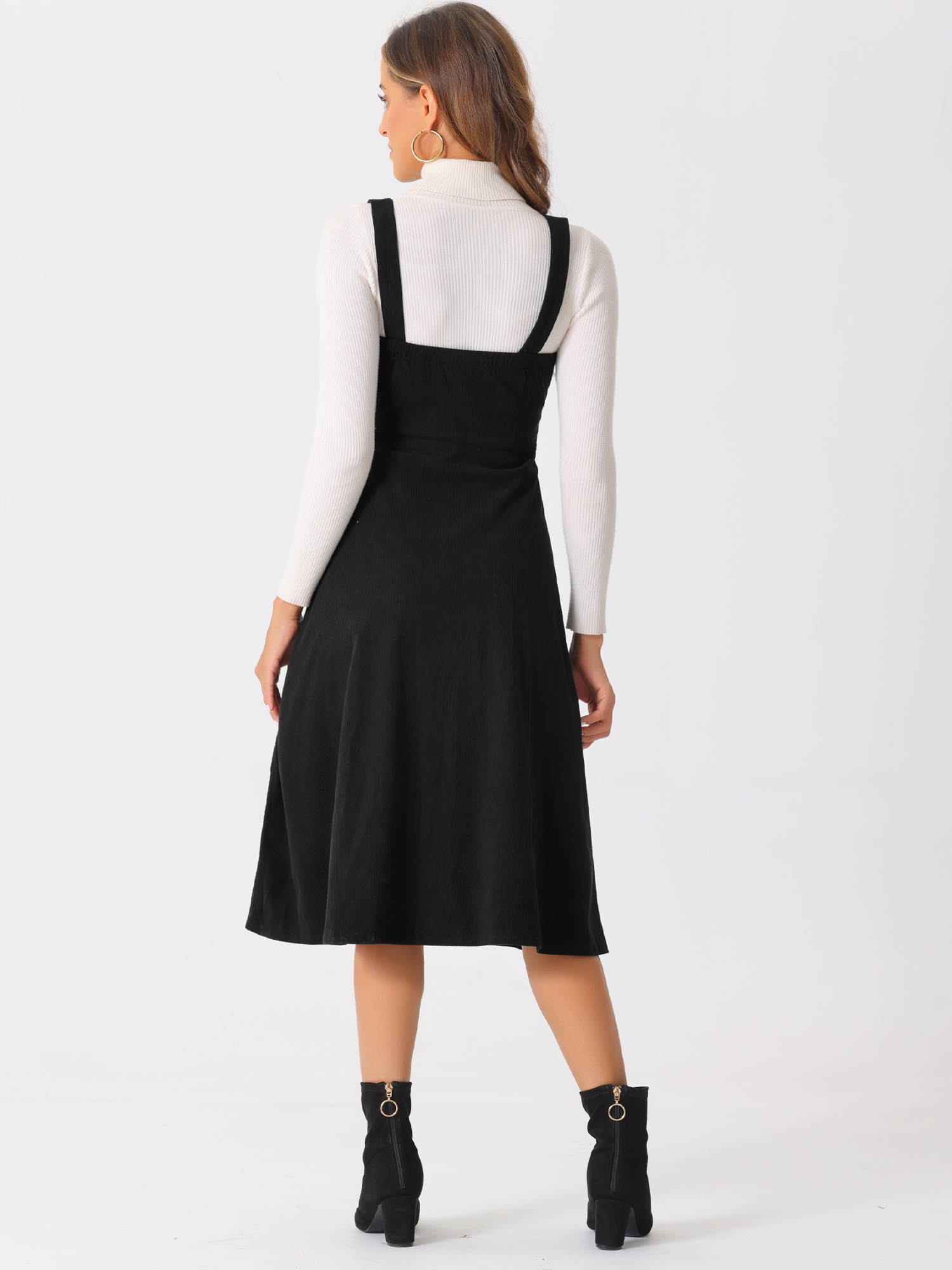 DARING DIVA Tank Ribbed Vintage A-Line Casual Midi Dress XS Black
