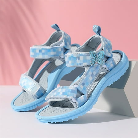 

PEASKJP Girl Platform Sandals Girls Kid Summer Soft Flat Bottom Non Slip Outdoor Beach Princess Sandals Girls Summer Dress Shoes Blue 10