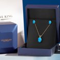 thumbnail image 4 of Gem Stone King 14K Yellow Gold Simulated Blue Opal Pendant Earrings Jewelry Set for Women | 1.56 Cttw | Gemstone October Birthstone | Oval Cabochon 9X7MM | with 18 inch Chain, 4 of 5
