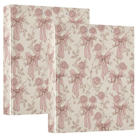Three Ring Binder Delicate Bow and Roses 1.5 Inch Round Binder D-Rings for Office Supplies and More